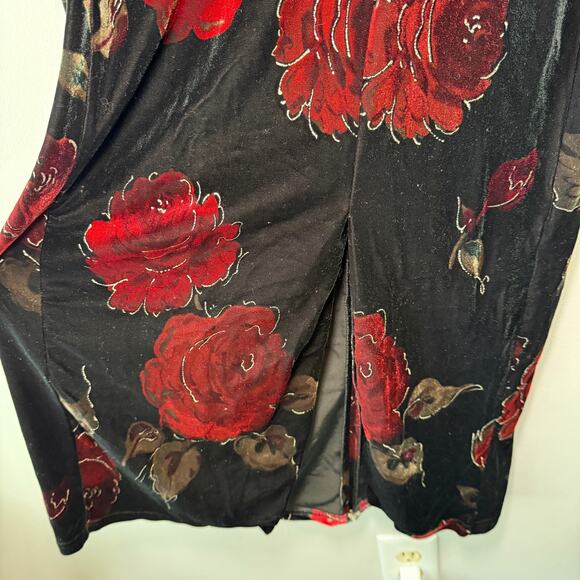 Worthington Petite Women's Vintage Floral Print Velvet Midi Dress Size 8P - Picture 3 of 8